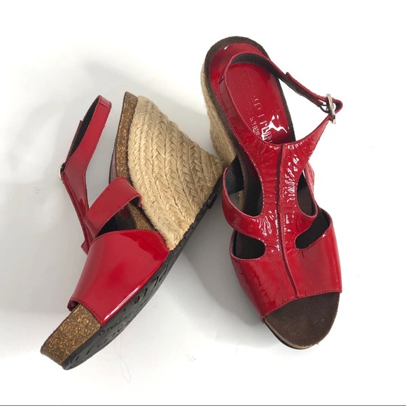 Donald J. Pliner Shoes - Donald J Pliner Red Patent Espadrille Wedge 6